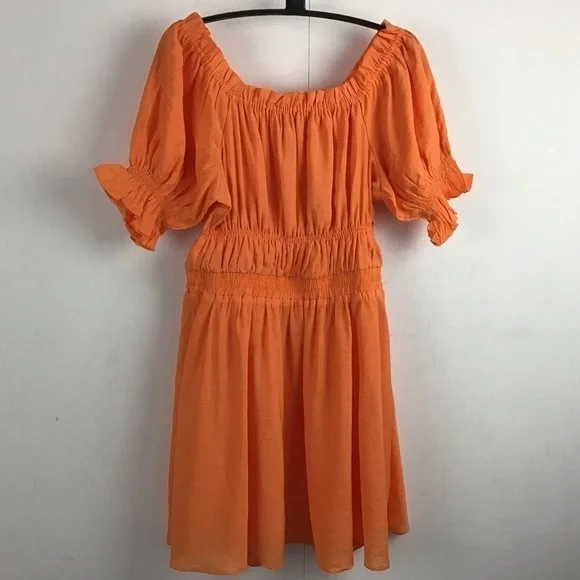 Endless Rose Off the Shoulder Flounced Mini dress. Orange Size small NWT - Picture 2 of 6
